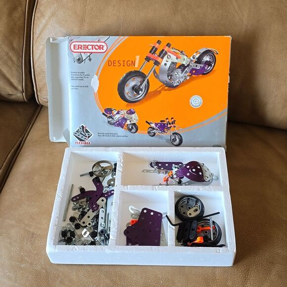 Erector Motorcycle Building Set #84 4700 – Builds 3 Models – Used, Incomplete - Picture 3 of 11